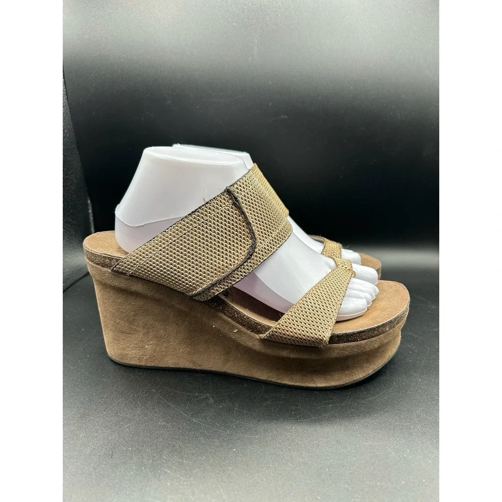 Womens OTBT Starlike Platform Wedge Sandals Gold Mesh Size 9.5